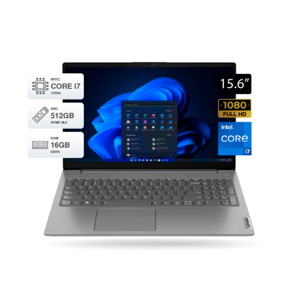 Laptop Lenovo V15 G4 15.6" FHD, Core i7-1355U, 16GB DDR4, SSD 512GB M.2, FreeDOS, Gris.