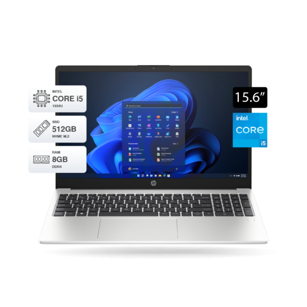 Laptop HP 250 G10, Core i5-1334U, HD LED 15.6", 8GB, 512GB, FreeDOS, Gris
